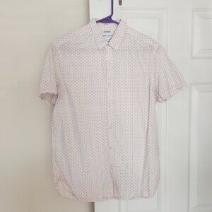 Denim & Flower 100% Cotton Light Pink Dotted S/S Button Down Shirt, MD